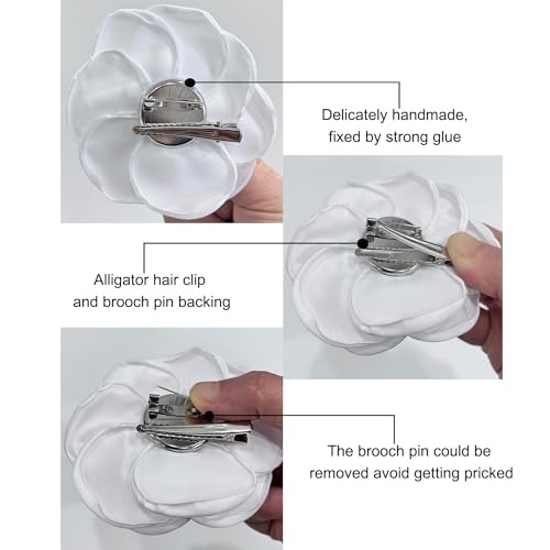 Sanrich Women's Brooches 4pcs Rose Flower Hair Clip Mexican Hair Flowers Clips Hairpin Brooch Tea Party Hats Headpieces (white) - color: white