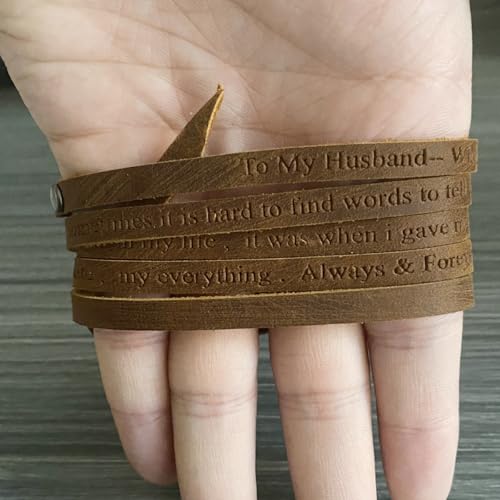 Rantanto Genuine Leather Wrap Bracelets Trendy Western Stackable Cuff Adjustable Boho Layered Bracelet Jewelry For Men Women - color: Brown--To My Husband