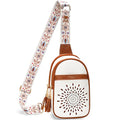 APHISON Small Sling Bag Fanny Packs Cell Phone Purse Vegan Leather Crossbody Bags for Women Chest Bag with Adjustable Strap White Brown - color: 01-white-brown