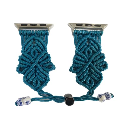 4th Generation Handmade Nylon Braided Boho Style Watch Strap for Apple Watch - color: Sky Blue, size: 44/45/46mm