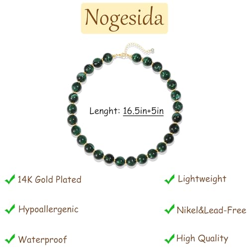 Colorful Beaded Necklace for Women Chunky Resin Beads Choker Necklaces Boho Statement Necklace Summer Vacation Y2K Jewelry - color: Green