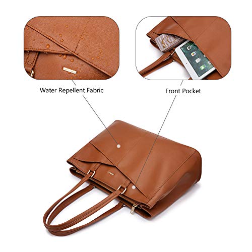 LOVEVOOK Laptop Tote Bag for Women,15.6 Inch Waterproof Computer Bags Women Business Office Work Bag Briefcase, Brown - color: Brown 15.6 Inch, size: 15.6 inch