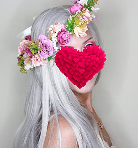 Vivivalue Women Floral Crown Rose Flower Headband Hair Wreath Floral Headpiece Halo Boho with Ribbon Wedding Party Festival Photos - color: 1