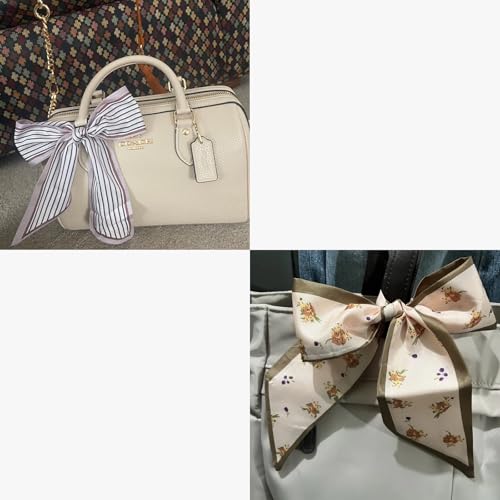 4/40 Pcs Hair Scarf for Women, 35"x2.36" Lightweight Silk Headband, Purse & Bag Scarves Gift Collection - color: Khaki