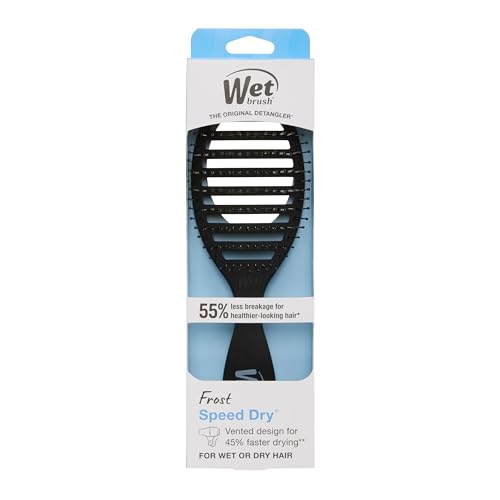 Wet Brush Speed Dry Hair Brush, Black Frost - Vented Design & Soft HeatFlex Bristles Are Blow Dry Safe - Ergonomic Handle Manages Tangles - Pain-Free Hair Accessories - color: Frost Black, size: 1 Count (Pack of 1)