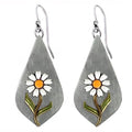 Boho Earrings, Statement Earrings, Teardrop Sunflower Earrings, Dangle Ethnic Earrings for Women, Handmade Bohemian Trendy Boho Vintage Jewelry - style: White Daisy