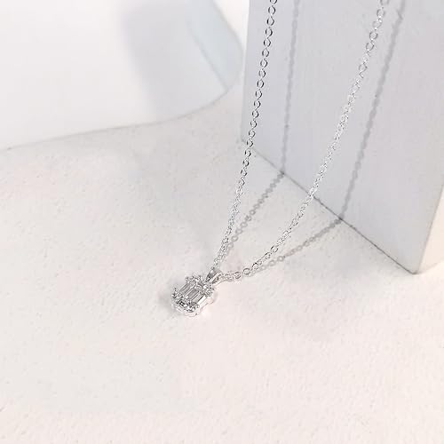 Luxval Diamond Pendant Gold Necklace for Women，Dainty 18k Gold Plated Choker Necklaces Simple Gold Jewelry Gifts for Women Girls - color: Silver-CZ Pendant