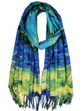 VENVSBEE Reversible Scarf Soft Large Shawl Wrap Blanket Double Sided Art Print Warm Pashmina Stoles Klimt Van Gogh Gifts - color: Art 30