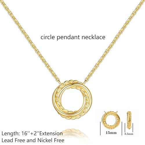 14K Gold Necklaces for Women Gold Pendant Necklaces for Women Knot Necklace Round Braided Pendant Blend of Style and Sophistication Dainty Circle Pendants for Womens Trendy