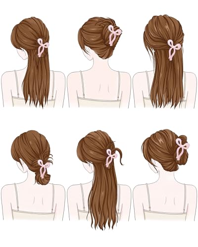 Mesovor 4 Pack Elegant Bow Hair Claw Clips, Nonslip 4.3" Large Hair Grip Hairclips for Thin and Thick | Acrylic Hair Strong Hold Hair Jaw Clamps (Mermaid Stripes) - color: Mermaid Stripes