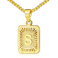 JSJOY Graduation Gifts 2026 Gold Initial Necklaces for Women Men Gold Letter Necklaces 26 Capital A-Z Letter Pendant Necklaces for Women Square Monogram Necklace for Her Initial Necklaces - color: Gold Letter S
