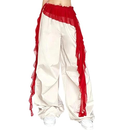 Women Y2K Lace Fringe Hip Scarf Boho Triangle Tassel Waist Cover Up Skirt Wrap Sheer Tie Belt Aesthetic Streetwear - color: B Red