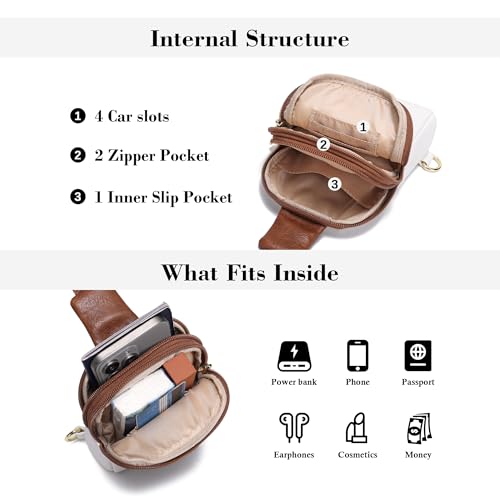 INICAT Women's Small Sling Bag, Lightweight Everyday Vegan Leather Crossbody Purse for Daily Essentials and Travel Light - color: Off-white, size: Small
