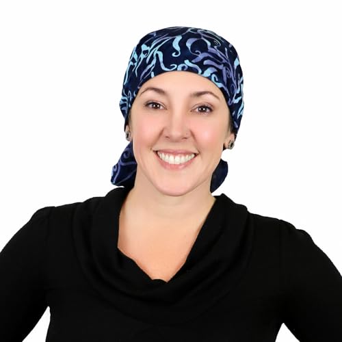 Hats Scarves & More Chemo Scarf Head Scarves for Women Cancer Headwear Headscarf Head Coverings 28 Inch Square Batik - color: Calypso Blues