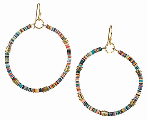Bohemian Multi-Colored Sequin Hoop Gold Earrings - SPUNKYsoul Collection… - style: SMALL DISC HOOP