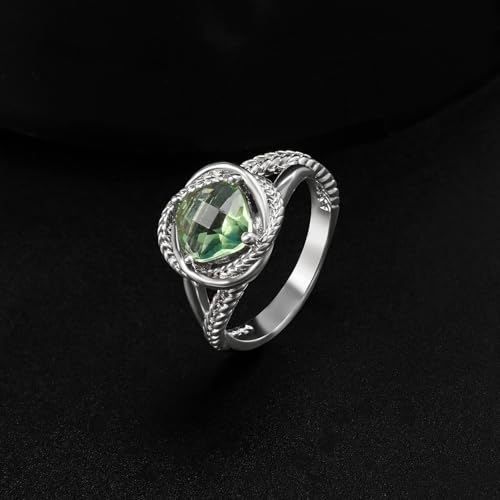 Designer Cubic Zirconia Statement Ring Antique Twisted Cable Wire Rings for Women Fashion Jewelry Gift - color: Green