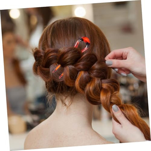 Artibetter 3pcs U Shape Hair Forks Vintage Resin Hairpins Leopard Print Double Prong Hair Clips for Women Bridal Updo