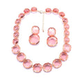 925 Sterling Silver Bib Necklace Transparent Polygon Resin Choker, Indian Ethnic Large Collar Big Bib Necklace, Black Chunky Rhinestone For Women Mrs Jewelry, Emerald Statement Colorful Beaded - color: bib necklace pink set