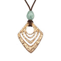 GelConnie Leather Necklace for Women Round Wooden Pendant Long Leather Choker Vintage Sweater Necklace Gold Chunky Boho Necklaces for Women - style: Chunky Boho Pendant Necklace