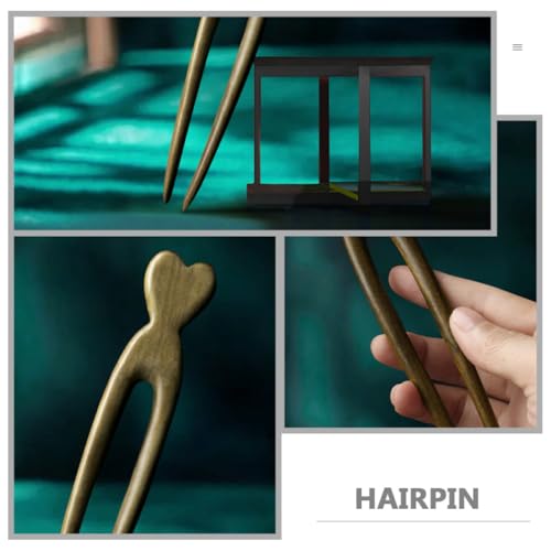 LALAFINA Wooden Hair Stick Double Prong Hairpin Vintage U-shaped Hair Fork for Women Suitable for Daily Updo