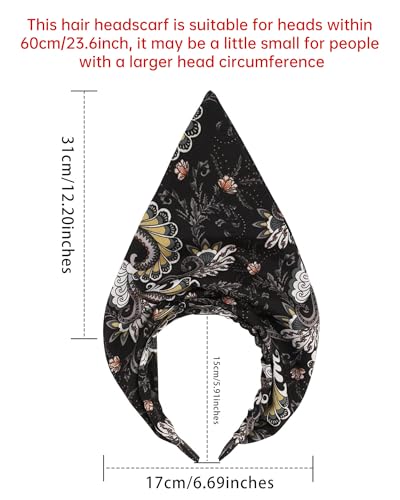 HAIMEIKANG 3 Count Women's Floral Boho Vintage Triangle Scarf Hairbands (Black+White+Red) - color: Black+White+Red