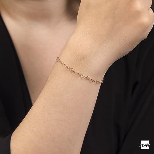 Amberta Women's 925 Sterling Silver Heart Bracelet - color: Rose Plated