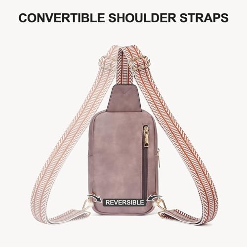 BOSTANTEN Sling Bag Quilted Crossbody Bags for Women Cross Body Purse Leather Fanny Pack with Adjustable Guitar Strap - color: A-purple