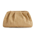 Huralona Women Straw Woven Clutch Purse Pleated Handbag for Summer Beach Vacation Straw Shoulder Crossbody Bag - color: Khaki