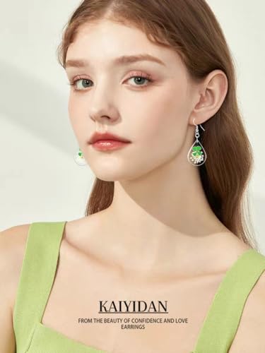 Silver/Gold Boho Dangle Statement Earrings for Women Trendy,Handmade Vintage Dainty Cute Long Drop Summer Earrings,fashion Accessories Jewelry Gifts - color: A28 Four Leaf Clover Dry Flower