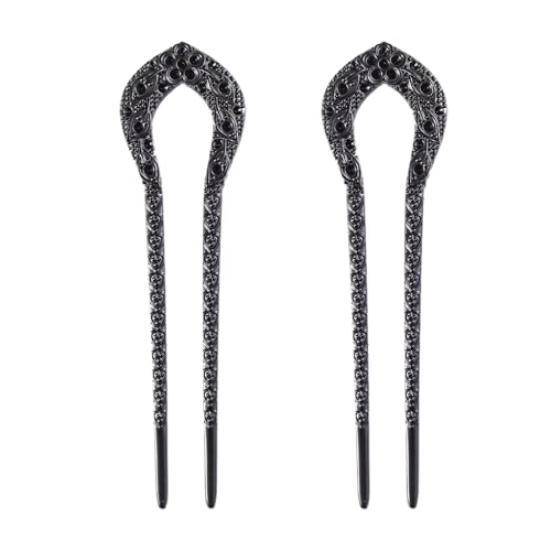 2pcs U Shape Hair Prong Forks Styling Pins Black Wicca Witch Hair Stick Slide Renaissance Festival Hair Acceossories for Women 11
