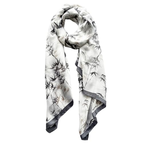 Long Silk Like Scarf Lightweight Satin Scarves Large Sunscreen Shawl Wrap for Women - color: 025.bamboo Grey