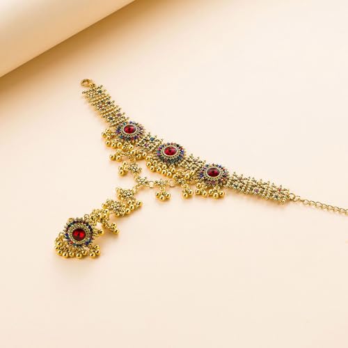 Boho Hand Chain Bracelet Ring For Women Trendy Finger Rings Retro Ethnic Style Dainty Adjustable Wrist Chain Cubic Zirconia Bracelet Wedding Jewelry Stocking Stuffers Engagement Gift - color: Colorful
