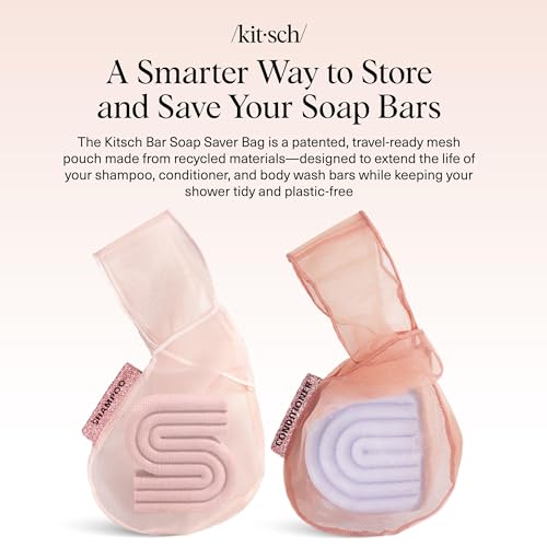 Kitsch Bar Soap Saver Pouch – Patented Mesh Soap Bag for Shampoo and Conditioner Bars - Extends Use & Prevents Soggy Mess - Recycled Beauty Bar Bag, Eco-Friendly - 2pc Set, Blush & Terracotta - color: Blush & Terracotta