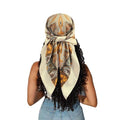 Large Square Head Satin Scarf Silk Feeling Hair Scarf 35"Head Scarves Bandana for Women Headscarfs for Women's Hair - color: C1-beige