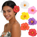 6 pcs Hawaiian Flower Hair Clips for Women, Hibiscus Hair Clips Artificial Flower Clips，Boho Hair Accessories for Vacation Beach Party - Hibiscus - color: Hibiscus