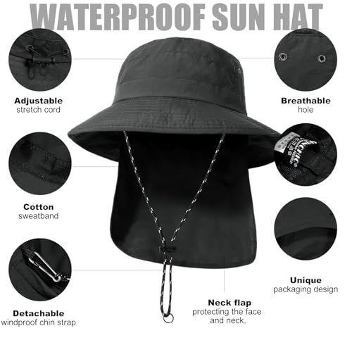Water-Resistant Sun UPF 50+ Bucket Hat Protection Packable Brimmed Boonie for Women Men Summer Lightweight Hiking Outdoor Cap - color: Grey2