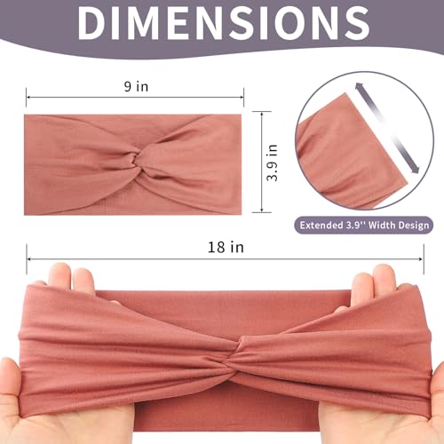 12 Pcs Stretchy Headbands for Women, Absorbed Sport Headband Soft Twist Knotted Hairbands for Daily Life Yoga Workout(Warm Morandi) - color: Warm Morandi