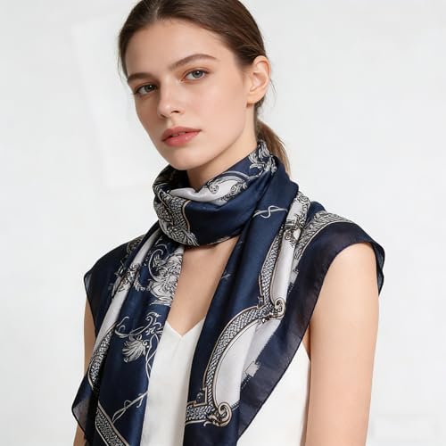 Silk Scarf Mulberry Silk Fashion Scarves Long Lightweight Shawl Wrap … - color: W03