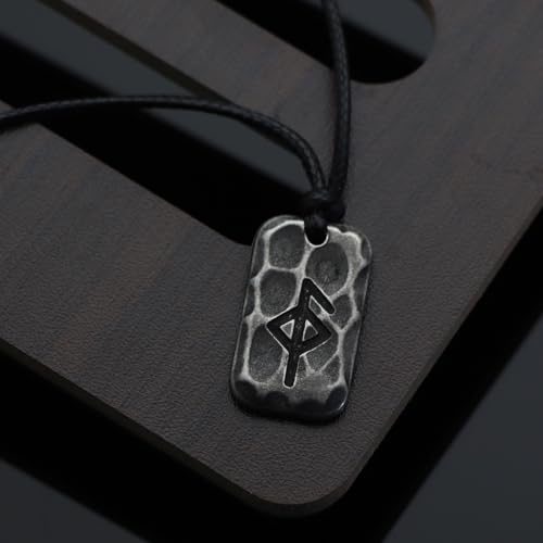 Ankiyabe Stainless Steel Norse Viking Rune Pendant with Adjustable Braided Rope Good Luck/Love/Strenght/Health Viking Symbol Necklace for Men Women - color: HEALTH