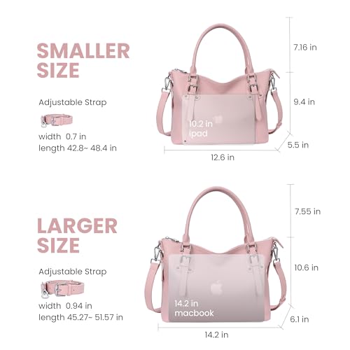 HESHE Genuine Leather Purses and Handbags for Women Tote Shoulder Bag Satchel Purse Top Handle Bags Hobo Crossbody Purse - color: Pink, size: Large