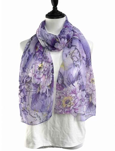 Xyueanlo Scarfs for Women Fashion Scarves Print Pattern Lightweight Sunscreen Scarf Wraps Shawls - color: Peony Purple
