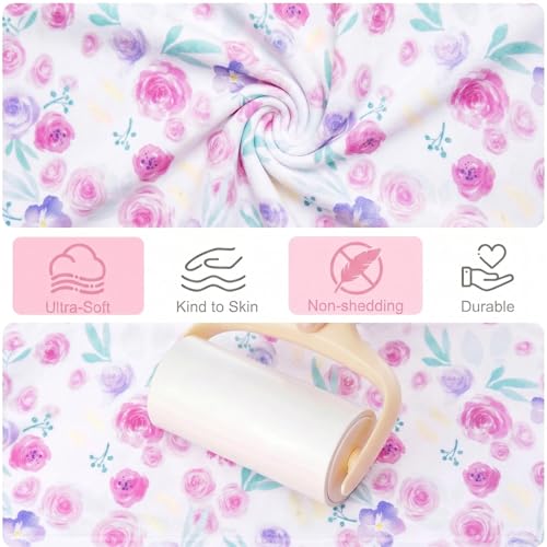 Basumee Microfiber Hair Towel Wrap for Kids 2 Pack Rapid Drying Hair Towel with Button Hair Turbans for Wet Hair Wraps Head Towel Wrap for Women and Girls, Flower - color: Flower and Butterfly