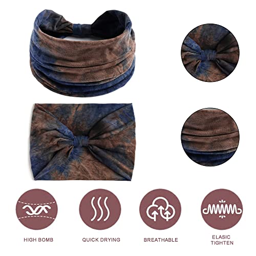 Headband Soft Hair Band Stylish Head Bands Stretchy Hairband Workout Headbands Knotted Turban Sweat Absorbent Hair Accessories Yoga Hiking 3 Pack - color: Style 19