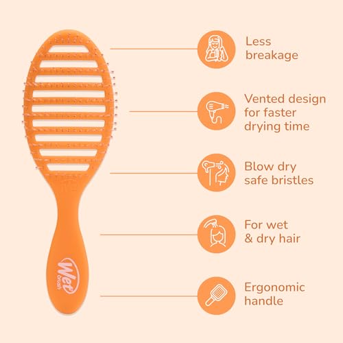 Wet Brush Speed Dry Hair Brush, Orange Crush (Summer Quencher) - Vented Design & Soft HeatFlex Bristles Are Blow Dry Safe - Ergonomic Handle Manages Tangles - Pain-Free Hair Accessories - color: Summer Quencher Orange Crush, size: 1 Count (Pack of 1)