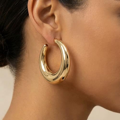 4 Pair Small Gold Hoop Earrings for Women Sensitive Ears - Hypoallergenic 14k Real Gold Plated Hoops Zirconia Cartilage Huggie Earrings Set Helix Piercing Earring Gold Jewelry for Women Gift - color: 1950 Hoop Gold