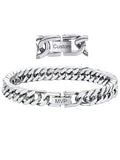 ChainsHouse Stainless Steel Cuban Link Bracelet, 8mm/12mm/17mm Width, 7.5"/8.3"/9", 18K Gold Plated Chain Wrist Bracelets for Men Women, Send Gift Box - color: P: Steel-8mm width-custom