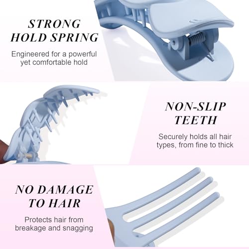 Medium Flat Hair Clips for Women, French Claw Clips Strong Hold for Thick & Thin Hair, Duckbill Hair Clips Non Slip for Driving Yoga - Orange, Light blue, Deep blue, Gray, 4pcs - color: Orange, Light blue, Deep blue, Gray