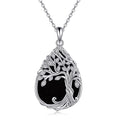 ONEFINITY Tree of Life Necklace 925 Sterling Silver Abalone Shell Celtic Knot Pendant Necklace for Women Jewelry - style: Teardrop Black Onyx