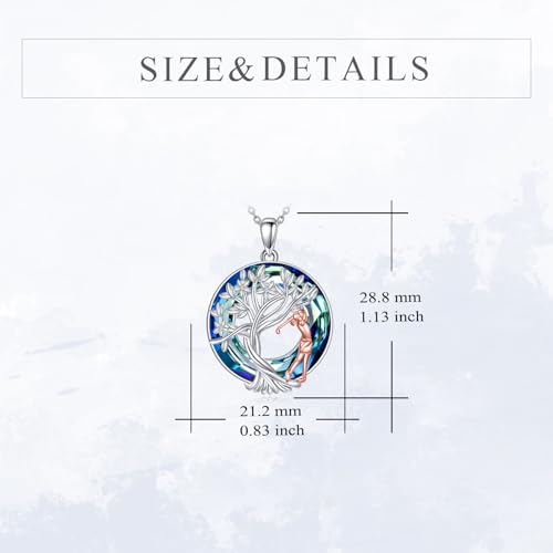 YFN Tree of Life Necklace Sterling Silver Crystal Jewelry Graduation Birthday Gifts for Women - color: Golf