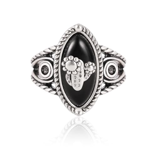 Montana West Wrangler Western Couture's Bohemian Turquoise Cuff Ring for Women Cowgirl Size 7 - color: Silver-Black
